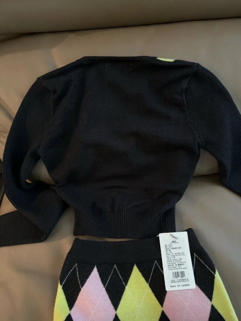 Nodress Black Argyle Sweater and matching Skirt Size S New Pretty - Picture 7 of 14